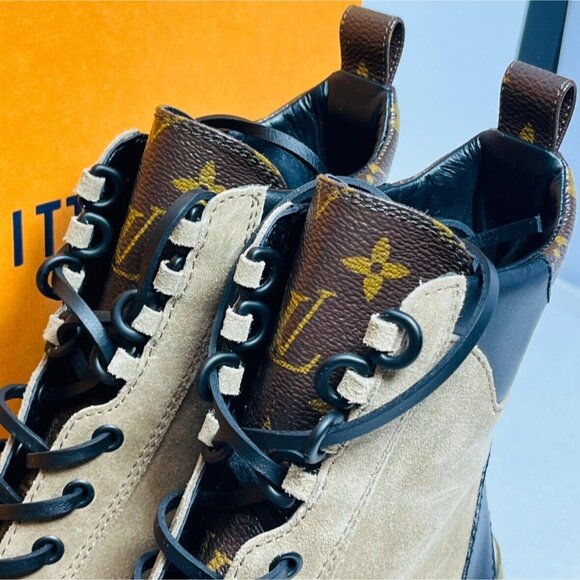 Louis Vuitton Women's Laureate Platform Desert Boots Suede Monogram EU 38/US 7.5 - Picture 7 of 12